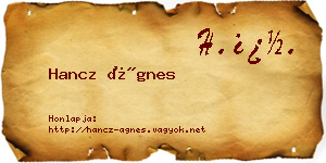 Hancz Ágnes névjegykártya
