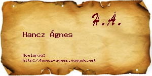 Hancz Ágnes névjegykártya